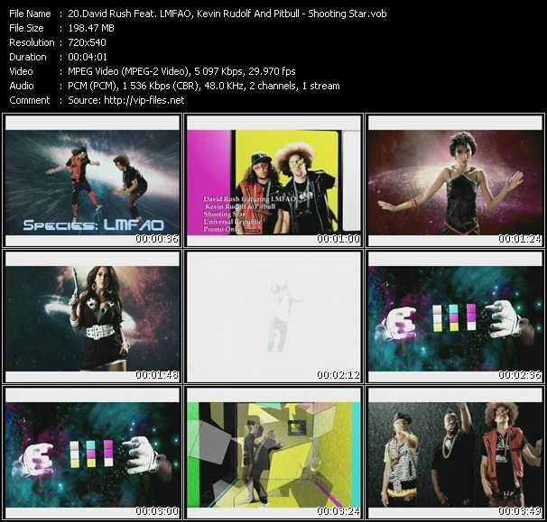 David Rush Feat. Lmfao, Kevin Rudolf And Pitbull video ”Shooting Star” from dvd ”Hot Video September 2009”