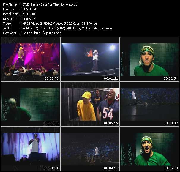 Eminem video ”Sing For The Moment” from dvd ”Urban Video April 2003”