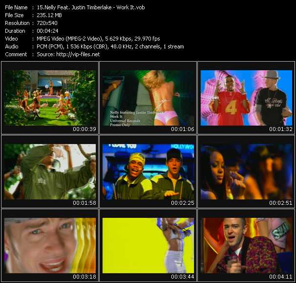 Nelly Feat. Justin Timberlake video ”Work It” from dvd ”Urban Video August 2003”