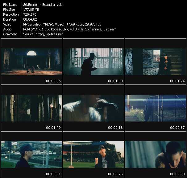 Eminem video ”Beautiful” from dvd ”Screenplay VJ-Pro Hits Vision September 2009”