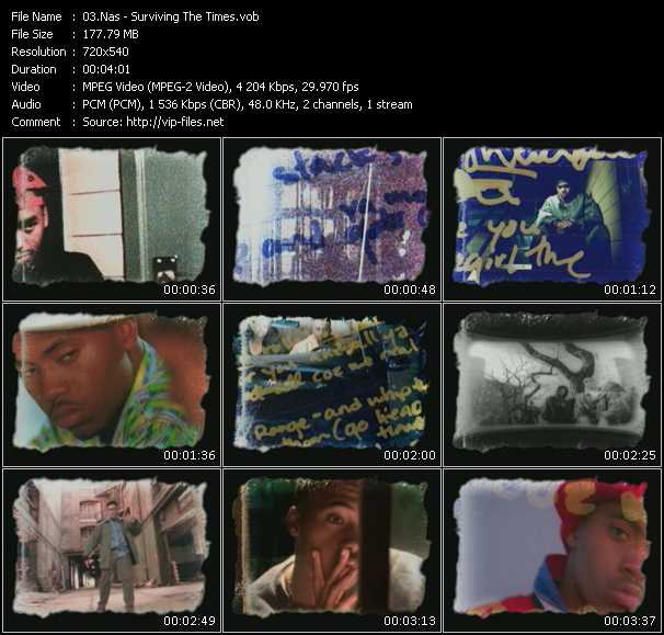 Nas video ”Surviving The Times” from dvd ”Screenplay VJ-Pro Urban Vision January 2008”