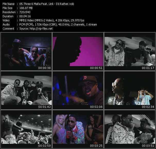 Three 6 Mafia Feat. Unk video ”I'd Rather” from dvd ”Screenplay VJ-Pro Urban Vision July 2008”
