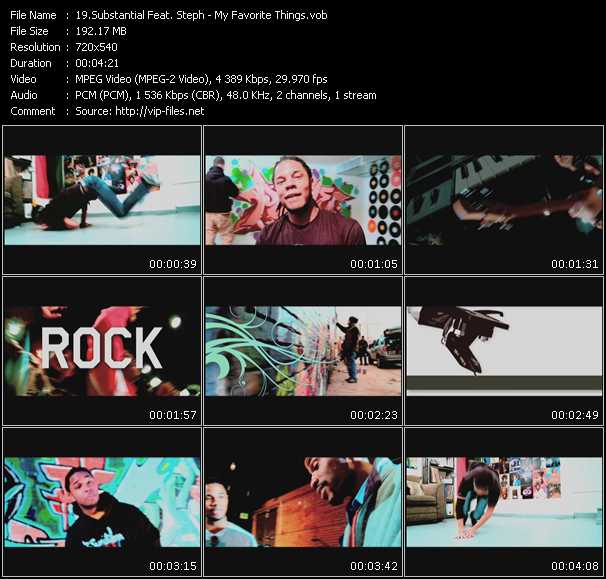 Substantial Feat. Steph video ”My Favorite Things” from dvd ”Screenplay VJ-Pro Urban Vision September 2009”