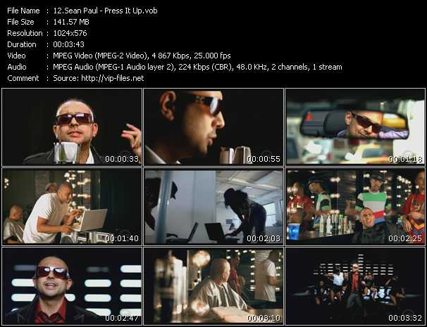 Sean Paul video ”Press It Up” from dvd ”The Video Pool UK October 2009”