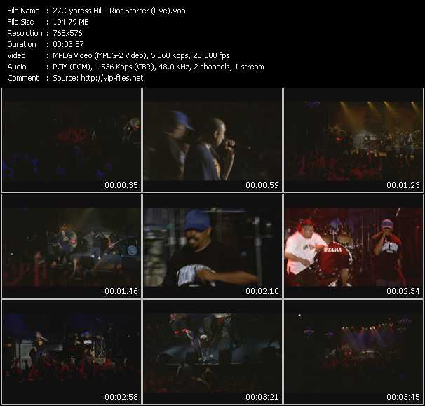 Cypress Hill video ”Riot Starter (Live)” from dvd ”Cypress Hill. The Ultimate Video Collection”