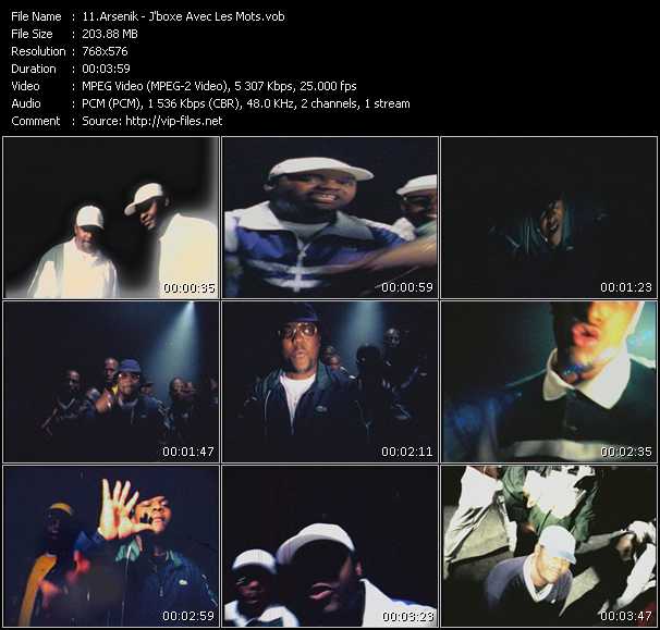 Arsenik video ”J'boxe Avec Les Mots” from dvd ”Clap. L'indispensable Des Clips De Rap Francais Indes Vol.1”
