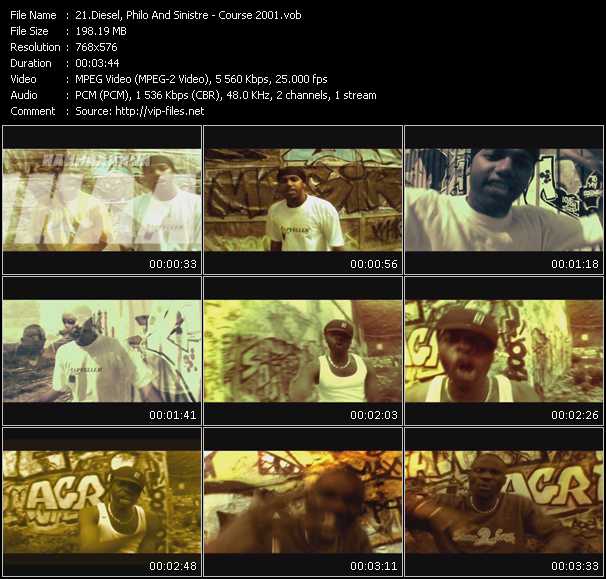 Diesel, Philo And Sinistre video ”Course 2001” from dvd ”Clap. L'indispensable Des Clips De Rap Francais Indes Vol.1”