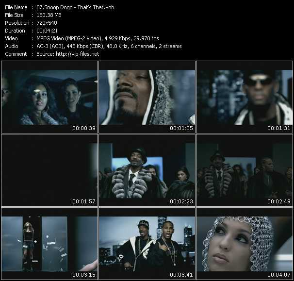 Snoop Dogg Feat. R. Kelly video ”That's That” from dvd ”Hip Hop V The Collection”