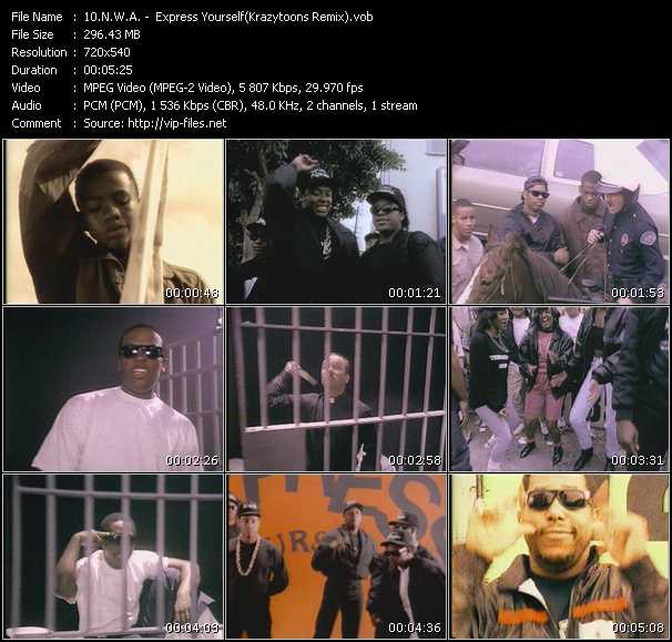 N.W.A. video ”Express Yourself (Krazytoons Remix)” from dvd ”Krazytoons Remix VJ Tools Old School Classic Edition Vol.1”