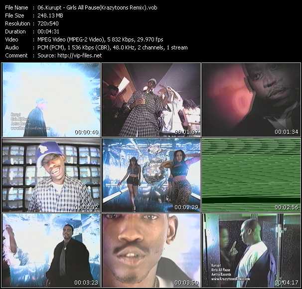 Kurupt video ”Girls All Pause (Krazytoons Remix)” from dvd ”Krazytoons Remix VJ Tools Old School Classic Edition Vol.5”