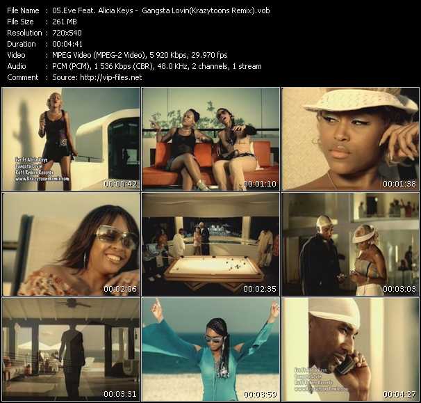 Eve Feat. Alicia Keys video ”Gangsta Lovin' (Krazytoons Remix)” from dvd ”Krazytoons Remix VJ Tools Old School Classic Edition Vol.9”