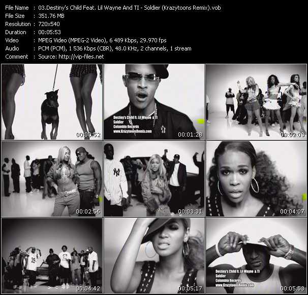 Destiny's Child Feat. T.I. And Lil' Wayne video ”Soldier (Krazytoons Remix)” from dvd ”Krazytoons Remix VJ Tools Old School Classic Edition Vol.13”