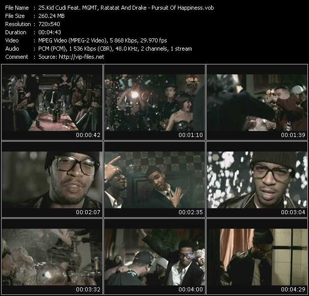 Kid Cudi Feat. MGMT, Ratatat And Drake video ”Pursuit Of Happiness” from dvd ”Hot Video March 2010”