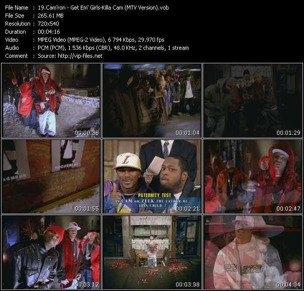 Cam'ron video ”Get Em' Girls-Killa Cam (MTV Version)” from dvd ”Urban Video February 2004”