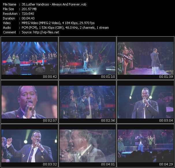 Luther Vandross video ”Always And Forever (Live)” from dvd ”Urban Video August 2005”