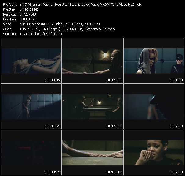 Rihanna video ”Russian Roulette (Steamweaver Radio Mix) (Vj Tony Video Mix)” from dvd ”Screenplay VJ-Pro Dance Vision January 2010”