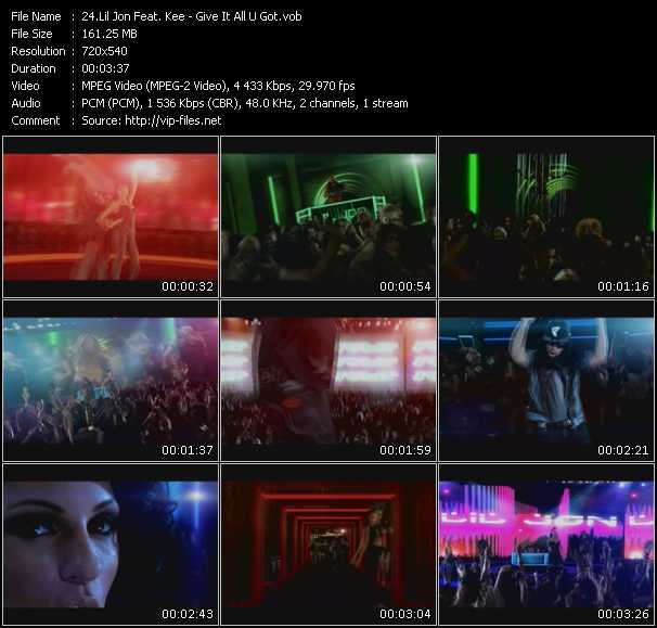 Lil' Jon Feat. Kee video ”Give It All U Got” from dvd ”Screenplay VJ-Pro Hits Vision January 2010”