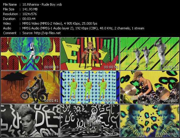 Rihanna video ”Rude Boy” from dvd ”The Video Pool UK March 2010”
