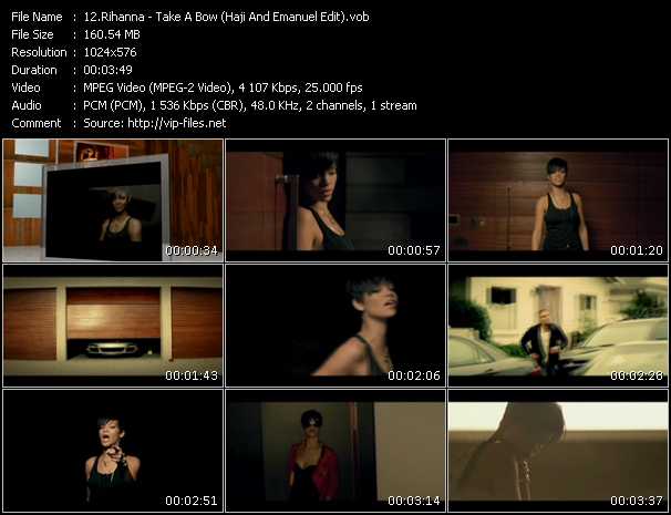 Rihanna video ”Take A Bow (Haji And Emanuel Edit)” from dvd ”DTVideos Club Remixes Vol.03”