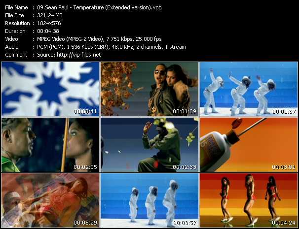 Sean Paul video ”Temperature (Extended Version)” from dvd ”DTVideos Extended Vol.01”