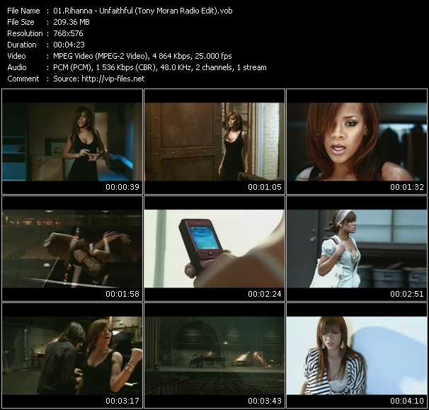 Rihanna video ”Unfaithful (Tony Moran Radio Edit)” from dvd ”GH Video Remixes Vol.1-2”