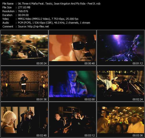 Three 6 Mafia Feat. Tiesto, Sean Kingston And Flo Rida video ”Feel It” from dvd ”MixMash Pop March 2010”