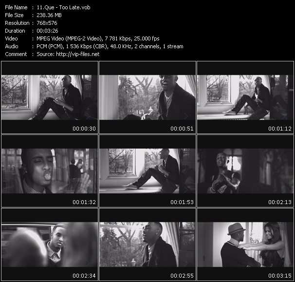 Que video ”Too Late” from dvd ”MixMash Urban January 2010”
