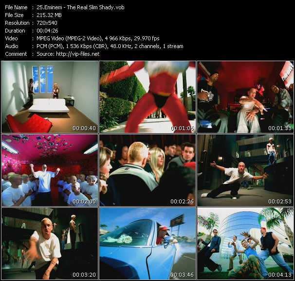 Eminem video ”The Real Slim Shady” from dvd ”Canada Hot Video Classics. Best Of 2000 Vol.1”