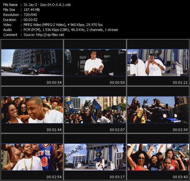 Jay-Z video ”Izzo (H.O.V.A.)” from dvd ”Canada Hot Video September 2001”