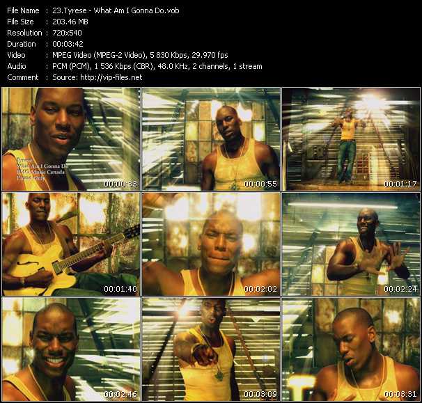 Tyrese video ”What Am I Gonna Do” from dvd ”Canada Hot Video October 2001”