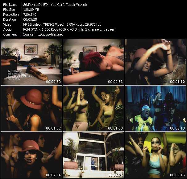 Royce Da 5'9'' video ”You Can't Touch Me” from dvd ”Canada Hot Video December 2001”