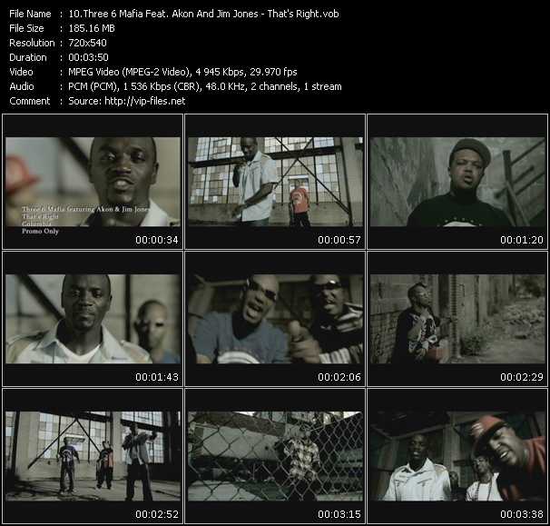 Three 6 Mafia Feat. Akon And Jim Jones video ”That's Right” from dvd ”Express Video September 2008 Week 4”