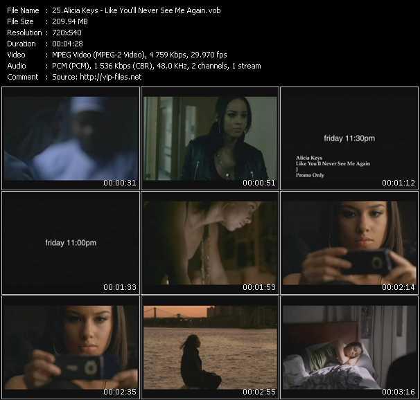 Alicia Keys video ”Like You'll Never See Me Again” from dvd ”Hot Video February 2008”