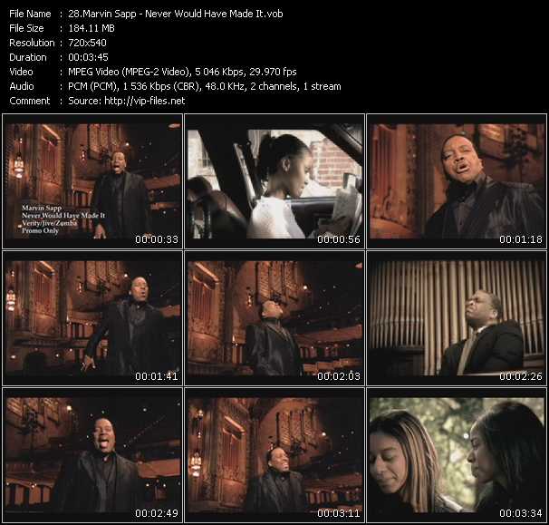 Marvin Sapp video ”Never Would Have Made It” from dvd ”Urban Video September 2008”