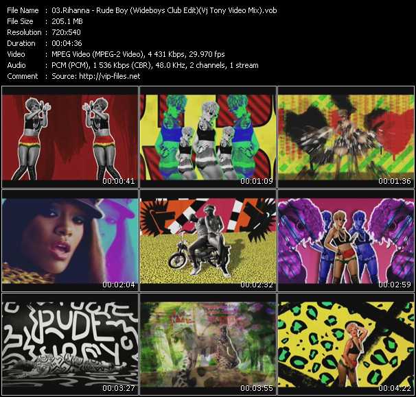 Rihanna video ”Rude Boy (Wideboys Club Edit) (Vj Tony Video Mix)” from dvd ”Screenplay VJ-Pro Dance Vision April 2010”