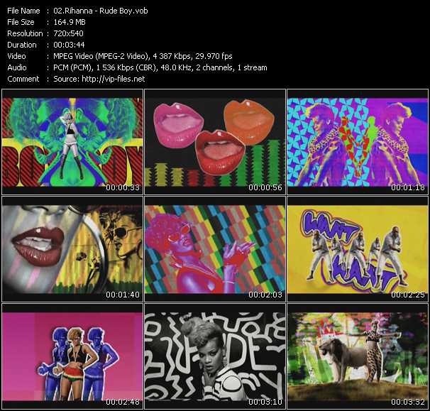 Rihanna video ”Rude Boy” from dvd ”Screenplay VJ-Pro Hits Vision March 2010”