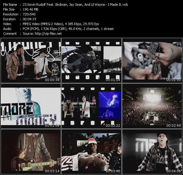 Kevin Rudolf Feat. Birdman, Jay Sean, And Lil' Wayne video ”I Made It” from dvd ”Screenplay VJ-Pro Hits Vision March 2010”