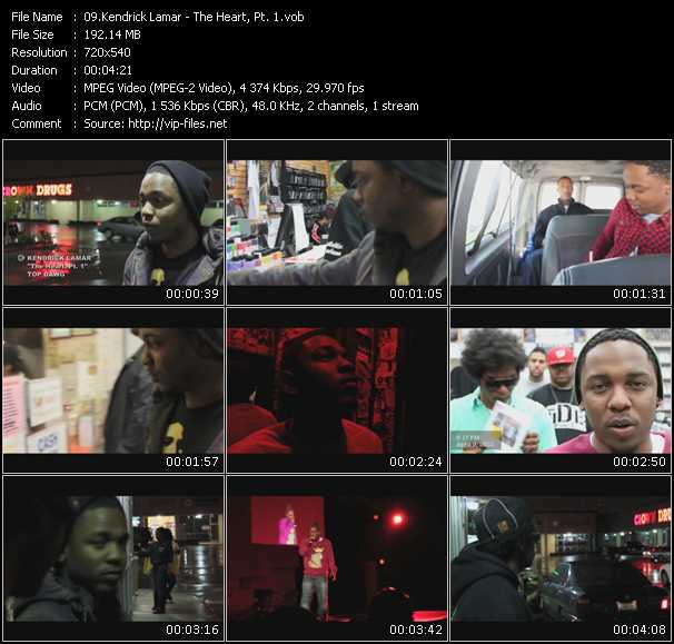 Kendrick Lamar video ”The Heart, Pt.1” from dvd ”Screenplay VJ-Pro Urban Vision August 2010”