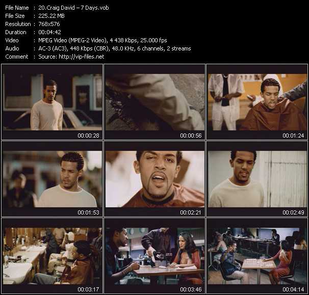 Craig David video ”7 Days” from dvd ”Body And Soul. Clips Voller Sinnlichkeit”