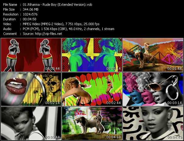 Rihanna video ”Rude Boy (Extended Version)” from dvd ”DTVideos Extended Vol.03”