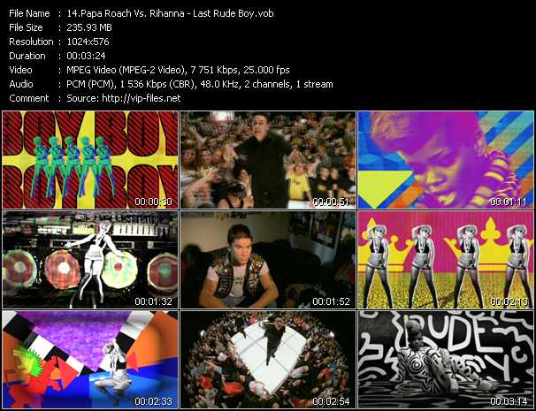 Papa Roach Vs. Rihanna video ”Last Rude Boy” from dvd ”DTVideos Mash Up Vol.1”