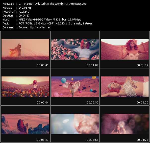 Rihanna video ”Only Girl (In The World) (PO Intro Edit)” from dvd ”Club Video December 2010”