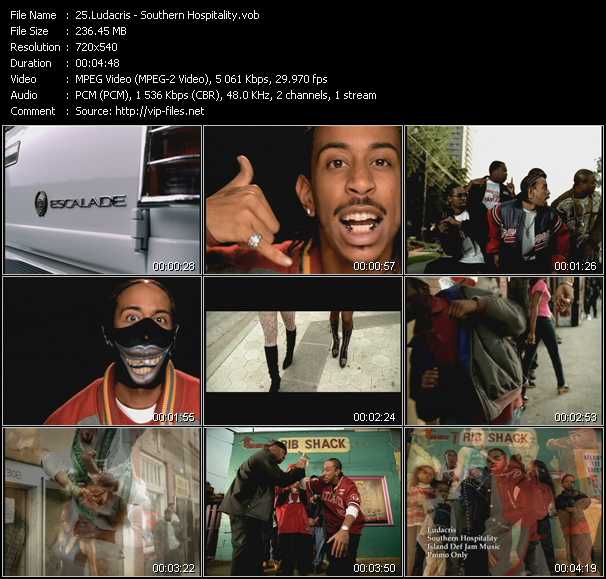 Ludacris video ”Southern Hospitality” from dvd ”Canada Hot Video Classics. Best Of 2001 Vol.1”