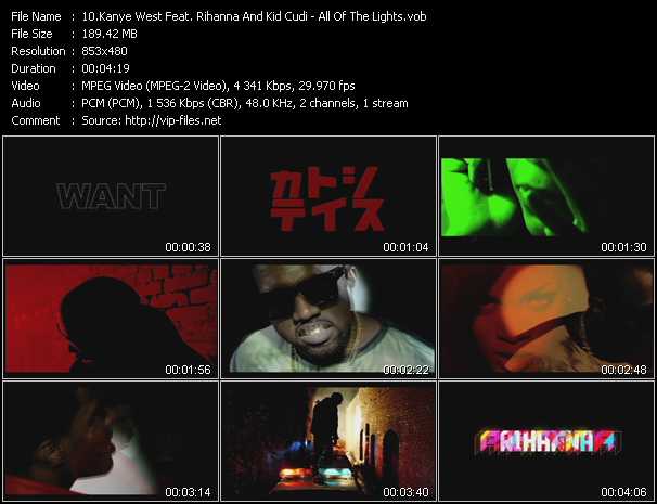 Kanye West Feat. Rihanna And Kid Cudi video ”All Of The Lights” from dvd ”Express Video March 2011 Week 3”