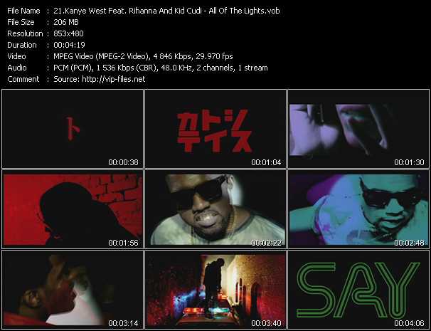 Kanye West Feat. Rihanna And Kid Cudi video ”All Of The Lights” from dvd ”Hot Video April 2011”