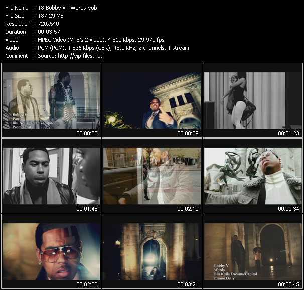 Bobby Valentino (Bobby V) video ”Words” from dvd ”Urban Video March 2011”