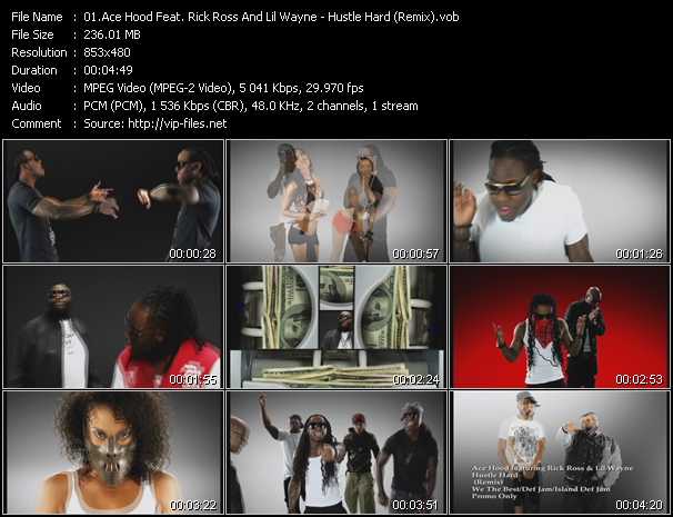 Ace Hood Feat. Rick Ross And Lil' Wayne video ”Hustle Hard (Remix)” from dvd ”Urban Video July 2011”