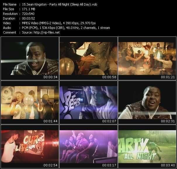 Sean Kingston video ”Party All Night (Sleep All Day)” from dvd ”Screenplay VJ-Pro Hits Vision February 2011”