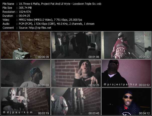 Three 6 Mafia, Project Pat And Lil' Wyte video ”Lowdown Triple Six” from dvd ”Vip-Express Videos February 2011 Vol.1”