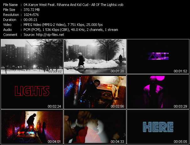 Kanye West Feat. Rihanna And Kid Cudi video ”All Of The Lights” from dvd ”Vip-Express Videos February 2011 Vol.3”